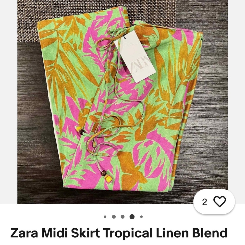Zara Vibrant Pink and Orange Tropical Skirt - Picture 3 of 4